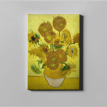 Load image into Gallery viewer, Sunflowers On Yellow by Vincent van Gogh. Canvas / 11x14&quot; (28x35.5cm) / N/A - Exact Art

