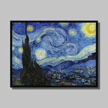 Load image into Gallery viewer, Starry Night by Vincent van Gogh. Print Framed Unmounted / 16x12&quot; (40x30cm) / Black - Exact Art
