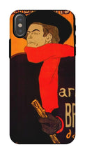 Load image into Gallery viewer, Aristide Bruant in his cabaret at the Ambassadeurs by Henri de Toulouse-Lautrec. iPhone X / Tough / Gloss - Exact Art
