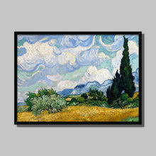 Load image into Gallery viewer, Wheatfield with Cypresses by Vincent van Gogh. Print Framed Unmounted / 14x11&quot; (35.5x28cm) / Black - Exact Art
