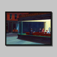 Load image into Gallery viewer, Nighthawks by Edward Hopper. Print Framed Unmounted / 14x11&quot; (35.5x28cm (Trimmed)) / Black - Exact Art
