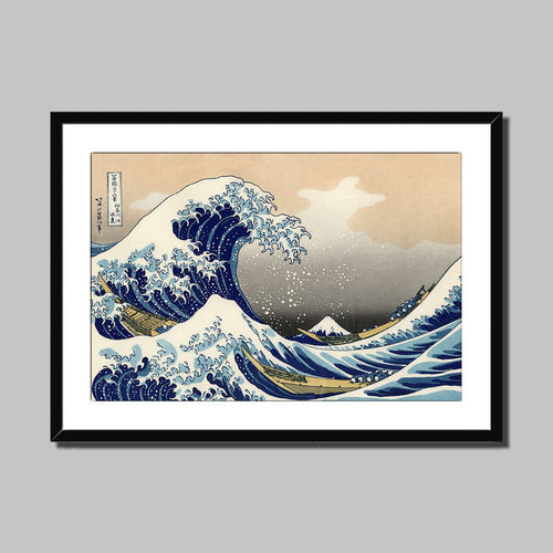 The Great Wave Off Kanagawa by Hokusai. Print Framed Mounted / 14x11