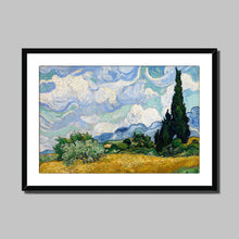 Load image into Gallery viewer, Wheatfield with Cypresses by Vincent van Gogh. Print Framed Mounted / 14x11&quot; (35.5x28cm) / Black - Exact Art
