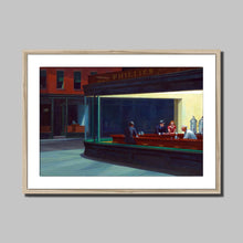 Load image into Gallery viewer, Nighthawks by Edward Hopper. Print Framed Mounted / 14x11&quot; (35.5x28cm (Trimmed)) / Natural - Exact Art
