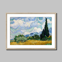 Load image into Gallery viewer, Wheatfield with Cypresses by Vincent van Gogh. Print Framed Mounted / 14x11&quot; (35.5x28cm) / Natural - Exact Art
