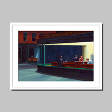 Load image into Gallery viewer, Nighthawks by Edward Hopper. Print Framed Mounted / 14x11&quot; (35.5x28cm (Trimmed)) / White - Exact Art

