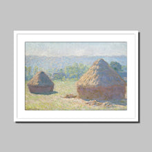 Load image into Gallery viewer, Haystacks at the End of Summer by Claude Monet. Print Framed Mounted / 14x11&quot; (35.5x28cm) / White - Exact Art
