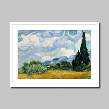 Load image into Gallery viewer, Wheatfield with Cypresses by Vincent van Gogh. Print Framed Mounted / 14x11&quot; (35.5x28cm) / White - Exact Art
