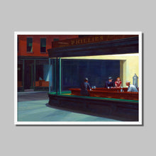 Load image into Gallery viewer, Nighthawks by Edward Hopper. Print Framed Unmounted / 14x11&quot; (35.5x28cm (Trimmed)) / White - Exact Art
