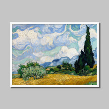 Load image into Gallery viewer, Wheatfield with Cypresses by Vincent van Gogh. Print Framed Unmounted / 14x11&quot; (35.5x28cm) / White - Exact Art
