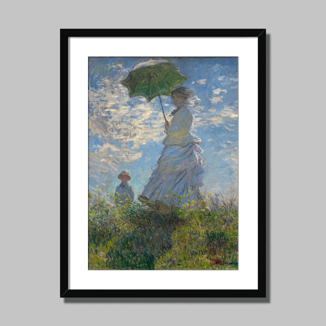 Woman with a Parasol by Claude Monet. Print Framed Mounted / 11x14