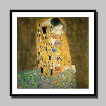 Load image into Gallery viewer, The Kiss by Gustav Klimt. Print Framed Mounted / 12x12&quot; (30x30cm) / Black - Exact Art
