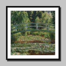 Load image into Gallery viewer, The Japanese Footbridge and the Water Lily Pond by Claude Monet. Print Framed Mounted / 12x12&quot; (30x30cm) / Black - Exact Art
