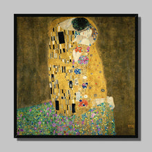 Load image into Gallery viewer, The Kiss by Gustav Klimt. Print Framed Unmounted / 12x12&quot; (30x30cm) / Black - Exact Art

