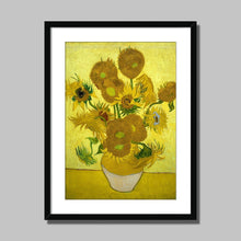 Load image into Gallery viewer, Sunflowers On Yellow by Vincent van Gogh. Print Framed Mounted / 11x14&quot; (28x35.5cm) / Black - Exact Art
