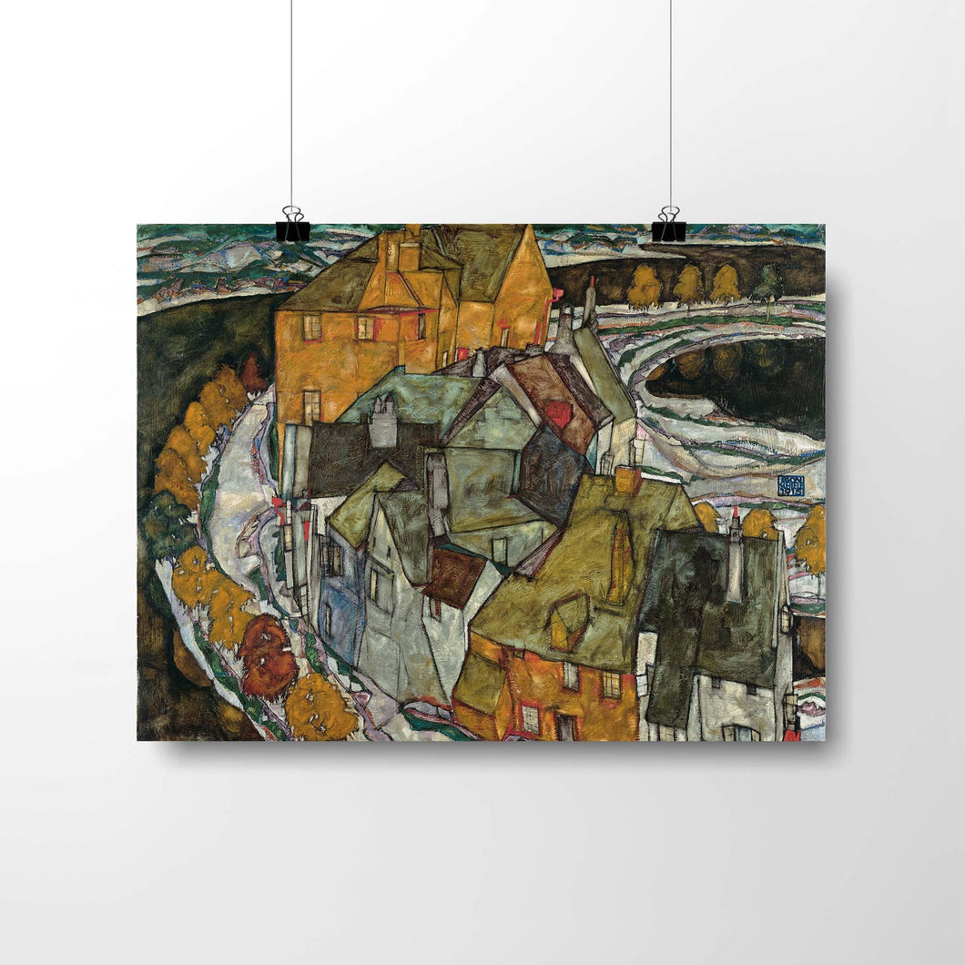 Crescent Of Houses by Egon Schiele. Print / 14x11