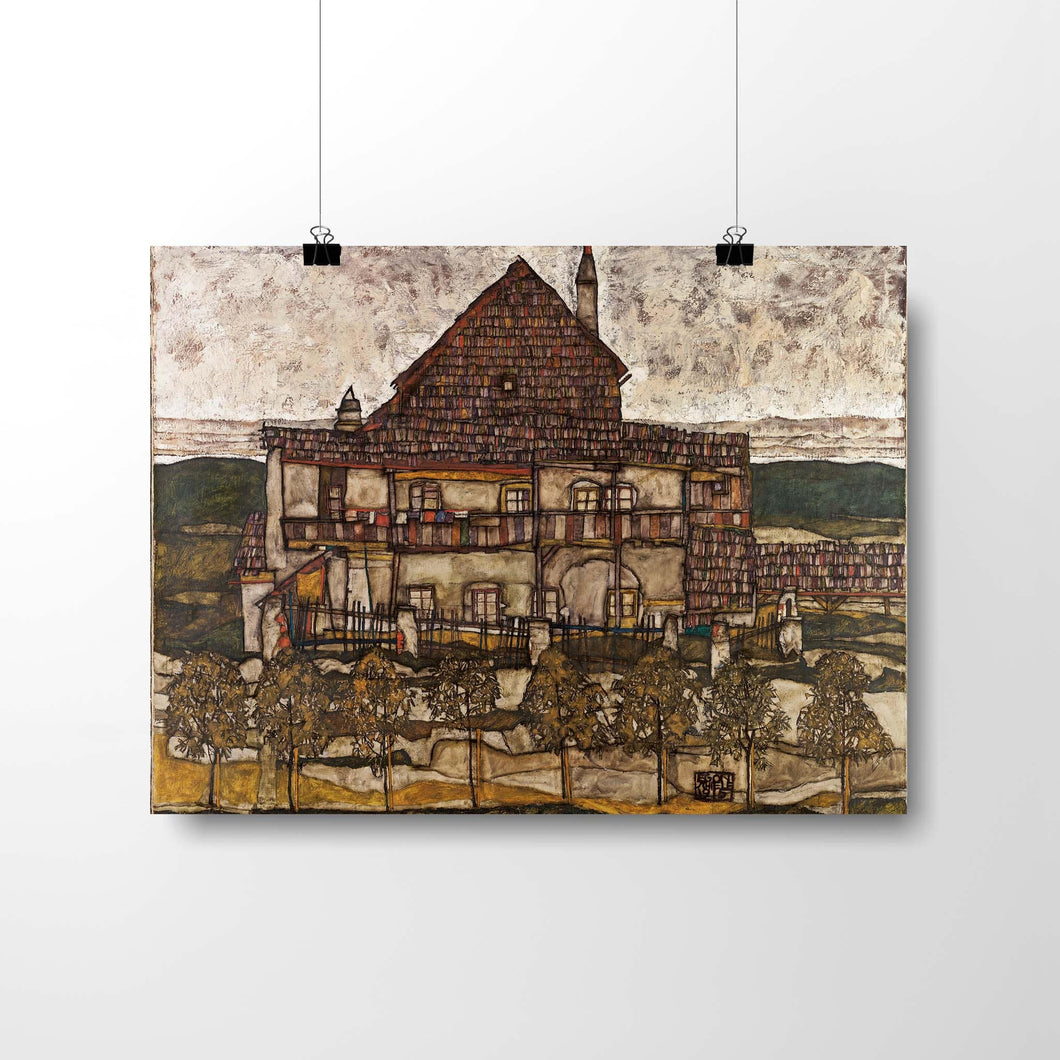 House with Shingle Roof by Egon Schiele. Print / 11x14