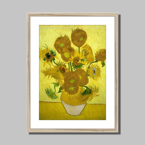 Sunflowers On Yellow by Vincent van Gogh. Print Framed Mounted / 11x14