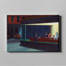 Load image into Gallery viewer, Nighthawks by Edward Hopper. Canvas / 14x11&quot; (35.5x28cm (Trimmed)) / N/A - Exact Art
