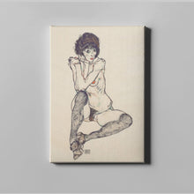 Load image into Gallery viewer, Seated Female Nude by Egon Schiele. Canvas / 11x14&quot; (28x35.5cm) / N/A - Exact Art
