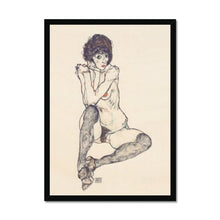 Load image into Gallery viewer, Seated Female Nude by Egon Schiele. Print Framed Unmounted / 11x14&quot; (28x35.5cm) / Black - Exact Art
