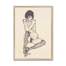 Load image into Gallery viewer, Seated Female Nude by Egon Schiele. Print Framed Unmounted / 11x14&quot; (28x35.5cm) / Natural - Exact Art
