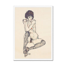 Load image into Gallery viewer, Seated Female Nude by Egon Schiele. Print Framed Unmounted / 11x14&quot; (28x35.5cm) / White - Exact Art

