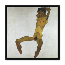 Load image into Gallery viewer, Seated Male Nude by Egon Schiele. Print Framed Unmounted / 12x12&quot; (30x30cm) / Black - Exact Art

