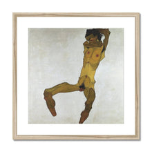Load image into Gallery viewer, Seated Male Nude by Egon Schiele. Print Framed Mounted / 12x12&quot; (30x30cm) / Natural - Exact Art
