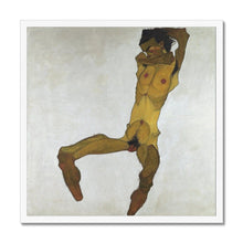 Load image into Gallery viewer, Seated Male Nude by Egon Schiele. Print Framed Unmounted / 12x12&quot; (30x30cm) / White - Exact Art
