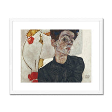 Load image into Gallery viewer, Self Portrait with Phyalis by Egon Schiele. Print Framed Mounted / 14x11&quot; (35.5x28cm) / White - Exact Art
