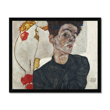Load image into Gallery viewer, Self Portrait with Phyalis by Egon Schiele. Print Framed Unmounted / 14x11&quot; (35.5x28cm) / Black - Exact Art
