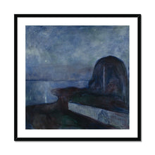 Load image into Gallery viewer, Starry Night by Edvard Munch. Print Framed Mounted / 12x12&quot; (30x30cm) / Black - Exact Art
