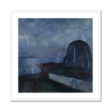 Load image into Gallery viewer, Starry Night by Edvard Munch. Print Framed Mounted / 12x12&quot; (30x30cm) / White - Exact Art
