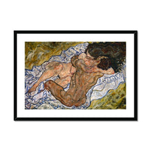 Load image into Gallery viewer, The Embrace by Egon Schiele. 14x11&quot; (35.5x28cm) / Print Framed Mounted / Black - Exact Art
