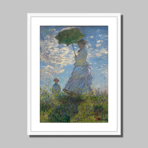 Woman with a Parasol by Claude Monet. Print Framed Mounted / 11x14
