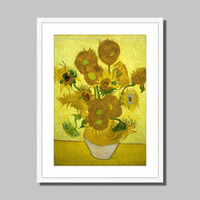 Load image into Gallery viewer, Sunflowers On Yellow by Vincent van Gogh. Print Framed Mounted / 11x14&quot; (28x35.5cm) / White - Exact Art
