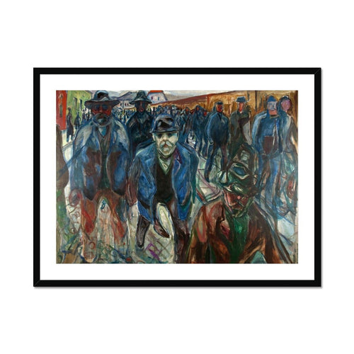 Workers Returning Home by Edvard Munch. Print Framed Mounted / 16x12