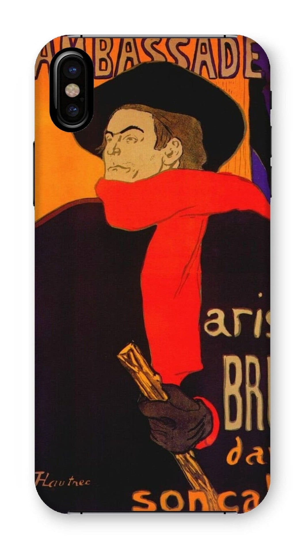 Aristide Bruant in his cabaret at the Ambassadeurs by Henri de Toulouse-Lautrec. iPhone XS / Snap / Gloss - Exact Art
