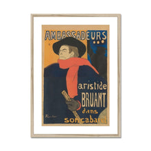 Load image into Gallery viewer, Aristide Bruant in his cabaret at the Ambassadeurs by Henri de Toulouse-Lautrec. Print Framed Mounted / 11x14&quot; (28x35.5cm) / Natural - Exact Art
