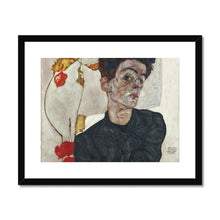 Load image into Gallery viewer, Self Portrait with Phyalis by Egon Schiele. Print Framed Mounted / 14x11&quot; (35.5x28cm) / Black - Exact Art

