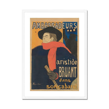Load image into Gallery viewer, Aristide Bruant in his cabaret at the Ambassadeurs by Henri de Toulouse-Lautrec. Print Framed Mounted / 11x14&quot; (28x35.5cm) / White - Exact Art
